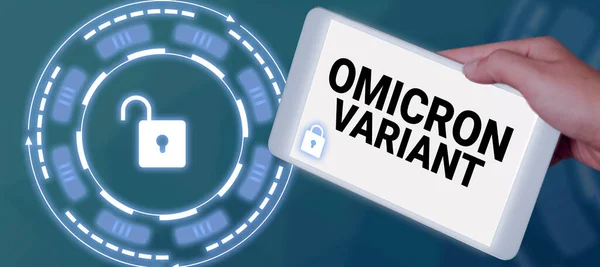 Podpis Koncepcyjny Omicron Variant Internet Concept Łagodne Ciężkich Chorób Układu — Zdjęcie stockowe