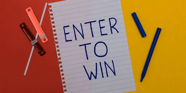Handschrift Enter Win Business Idee Uit Wisselen Iets Waarde Voor — Stockfoto