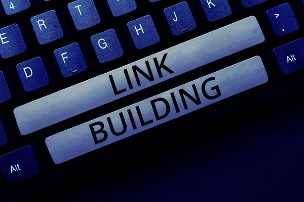 Sinal Texto Mostrando Link Building Internet Concept Seo Term Exchange — Fotografia de Stock