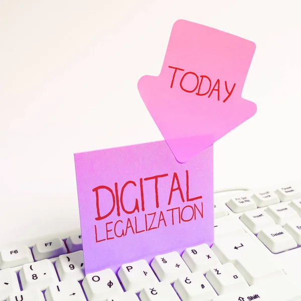 Konceptuell Bildtext Digital Legalisering Konceptuell Foto Tillsammans Med Teknik Eller — Stockfoto
