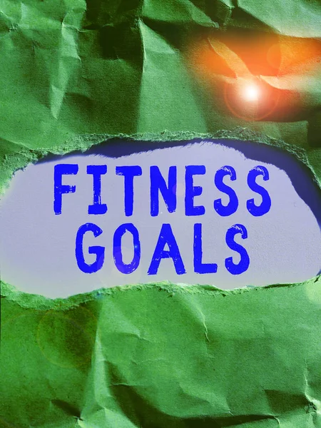 Hand Writing Sign Fitness Goals Conceptual Photo Loose Fat Build — Stock Photo, Image
