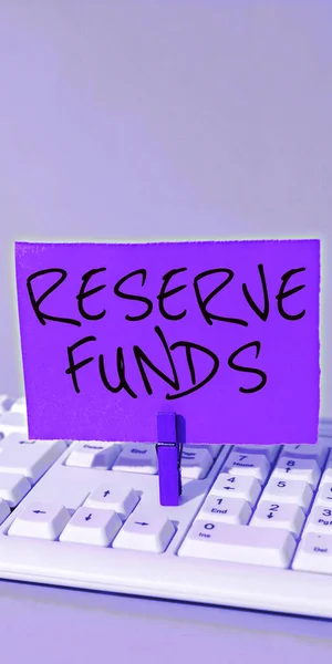 Signo Texto Que Muestra Los Fondos Reserva Word Escrito Dinero —  Fotos de Stock