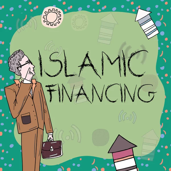 Handskrift Text Islamisk Finansiering Koncept Som Betyder Bankverksamhet Och Investeringar — Stockfoto