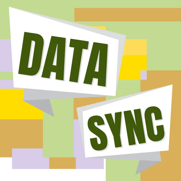 Escrevendo Exibindo Texto Data Sync Internet Concept Dados Que São — Fotografia de Stock