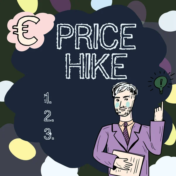 Señal Que Muestra Price Hike Suma Foto Conceptual Los Valores — Foto de Stock