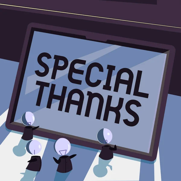 Texto Que Mostra Inspiração Agradecimentos Especiais Expressão Negócios Apreciação Gratidão — Fotografia de Stock