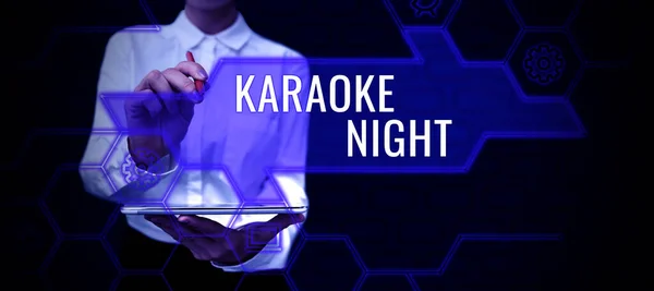 Segno Testo Che Mostra Karaoke Night Concetto Che Significa Intrattenimento — Foto Stock
