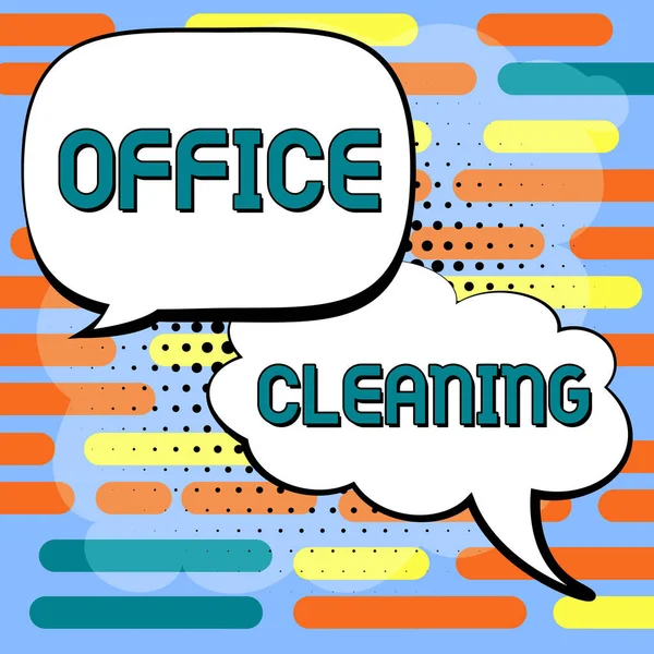 写作方法展示文本办公室清洁 业务概述清理办公大楼内部的行动或过程 — 图库照片