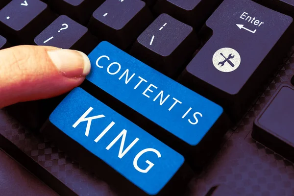 Conceptual Caption Content King Word Written Content Adalah Inti Dari — Stok Foto