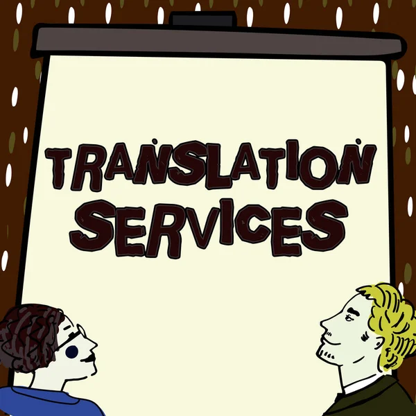Leyenda Del Texto Que Presenta Los Servicios Traducción Organización Visión — Foto de Stock