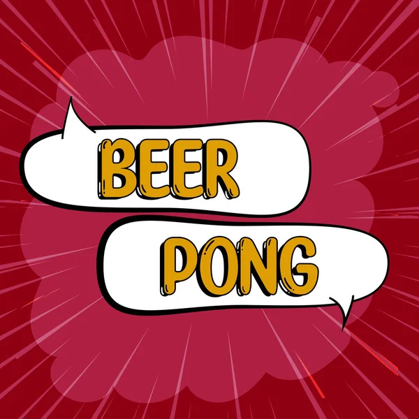 Handwriting text Beer Pong, Word Written on a game with a set of beer-containing cups and bouncing or tossing a Ping-Pong ball