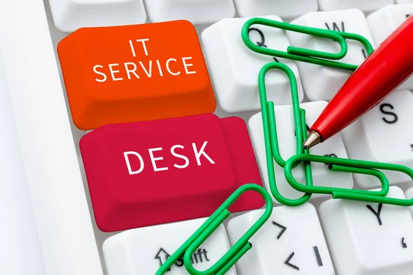 Tekst Pisma Service Desk Conceptual Photo Wsparcie Technologiczne Online Help — Zdjęcie stockowe