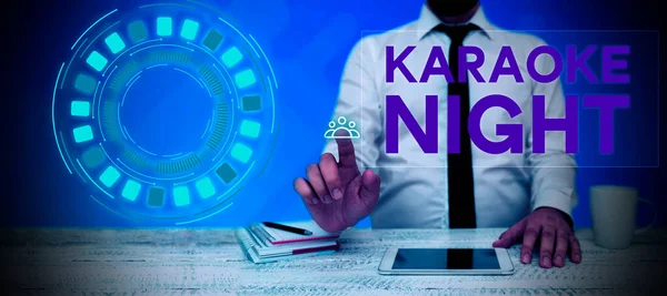 Visualizzazione Concettuale Karaoke Night Business Concept Intrattenimento Cantando Con Musica — Foto Stock