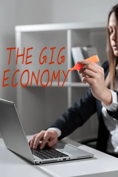 Ispirazione Mostrando Segno Gig Economy Business Concept Mercato Dei Contratti — Foto Stock