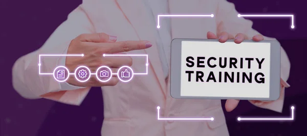 Handschrift Veiligheid Training Concept Betekent Het Verstrekken Van Veiligheid Bewustmaking — Stockfoto