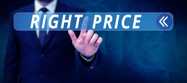 Testo Mano Right Price Business Mostra Quantità Denaro Che Ragionevole — Foto Stock