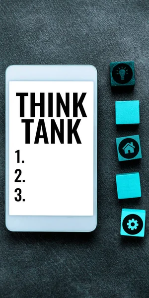 Visualizzazione Dei Segni Think Tank Foto Concettuale Pensare Soluzioni Innovative — Foto Stock