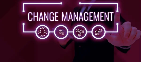 Wyświetlanie Znaku Change Management Conceptual Photo Zastąpienie Przywództwa Organizacji New — Zdjęcie stockowe