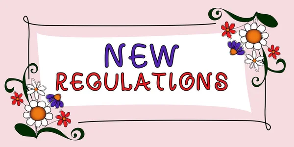 Zeichen Das Neue Verordnungen Anzeigt Wort Das Über Eine Verordnung — Stockfoto