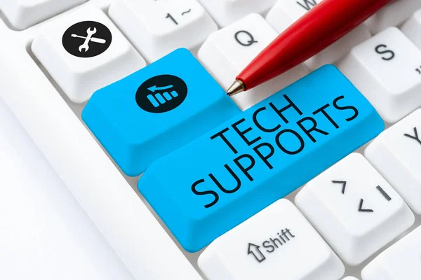 Handgeschriebenes Zeichen Tech Supports Internet Konzept Hilfe Durch Techniker Online — Stockfoto