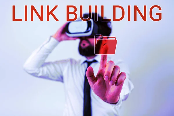 Affichage Conceptuel Link Building Business Approach Seo Term Exchange Liens — Photo