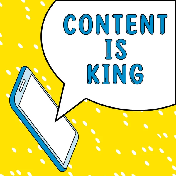 Tekst Pisma Ręcznego Content King Word Content Jest Sercem Dzisiejszych — Zdjęcie stockowe