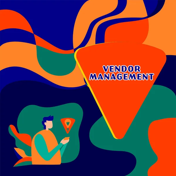 Text Showing Inspiration Vendor Management Business Concept Activities Included Researching — Stock Photo, Image