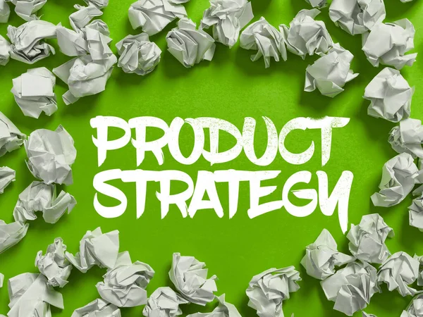 Text Ukazující Inspiraci Produktová Strategie Obchodní Přístup Dlouhodobý Plán Vývoje — Stock fotografie
