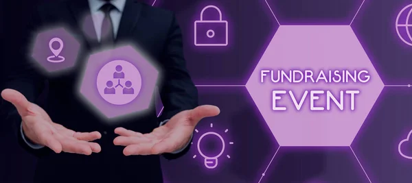 Text Sign Showing Fundraising Event Concept Meaning Campaign Whose Purpose — Stock Photo, Image