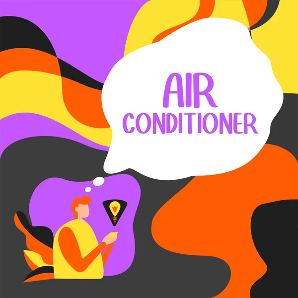 Handskrift Tecken Air Conditioner Affärsidé Apparater För Att Tvätta Luft — Stockfoto