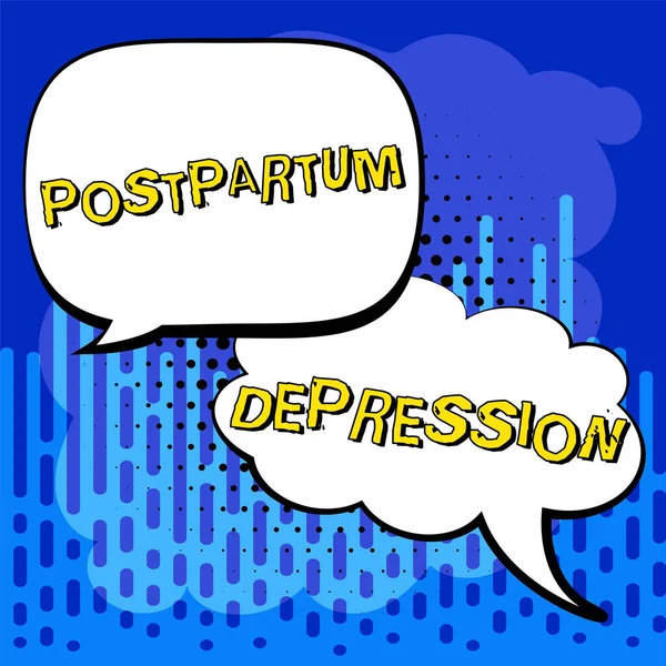 Text caption presenting Postpartum Depression, Conceptual photo a mood disorder involving intense depression after giving birth