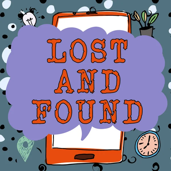 Legenda Texto Apresentando Lost Found Internet Concept Place Onde Você — Fotografia de Stock