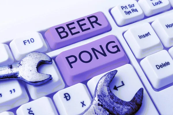 Inspiração Mostrando Sinal Beer Pong Conceito Que Significa Jogo Com — Fotografia de Stock