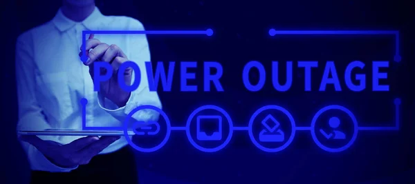 Inspiração Mostrando Sinal Power Outage Vitrine Negócios Capacidade Influenciar Pares — Fotografia de Stock