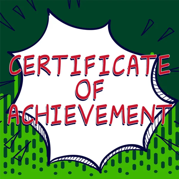 Текст Показує Сертифікат Досягнень Слово Написане Сертифікаті Людина Зроблена Виключно — стокове фото
