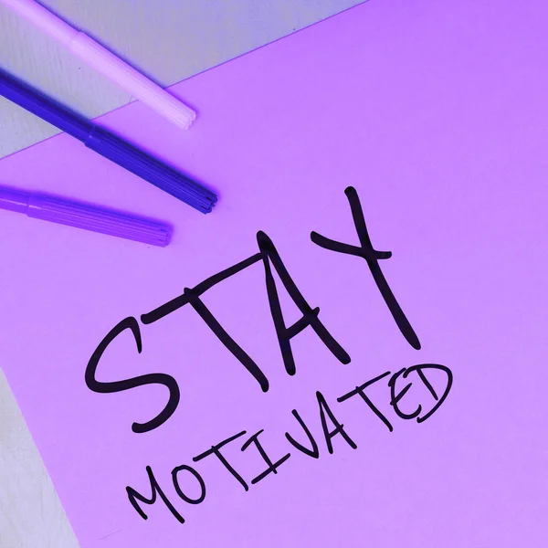 Inspiration Showing Sign Stay Motivated Επιχειρηματική Ιδέα Επιβραβεύστε Τον Εαυτό — Φωτογραφία Αρχείου