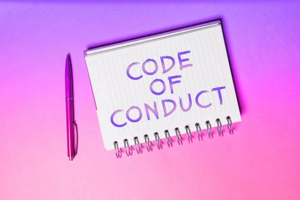 Affichage Conceptuel Code Conduite Idée Entreprise Règles Éthique Codes Moraux — Photo