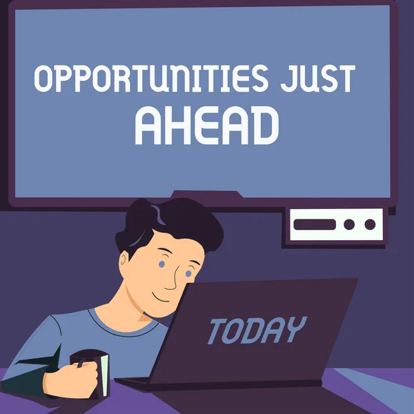 Schild Mit Der Aufschrift Opportunities Just Ahead Business Overview Set — Stockfoto