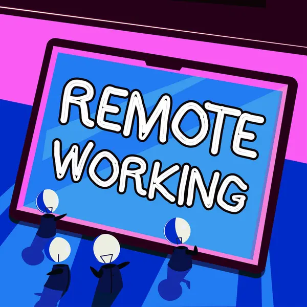 Display Concettuale Remote Working Business Idea Situazione Cui Dipendente Lavora — Foto Stock