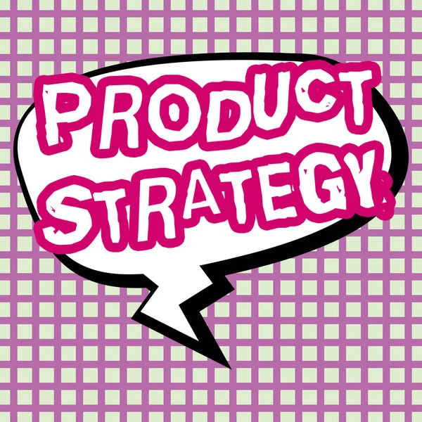 Textové Titulky Představující Produktovou Strategii Koncepce Znamenající Dlouhodobý Plán Vývoje — Stock fotografie