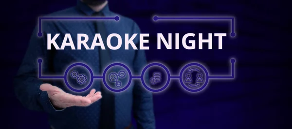 Text Bildtext Som Presenterar Karaoke Night Word Entertainment Som Sjunger — Stockfoto