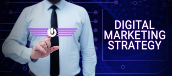 Konceptuell Bildtext Strategi För Digital Marknadsföring Affärsstrategi Tjänster Som Använder — Stockfoto
