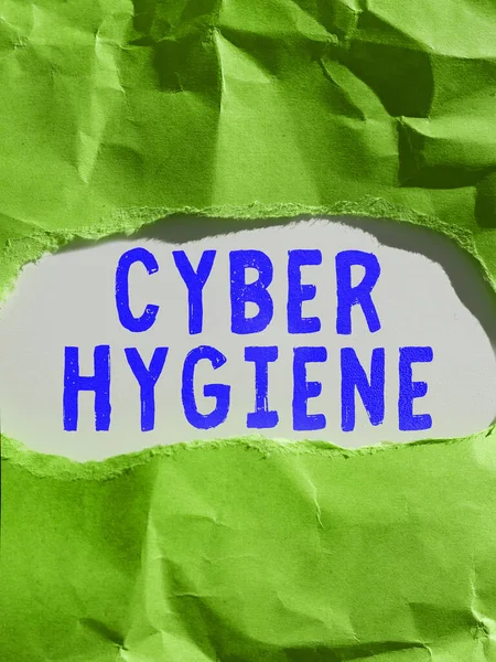 Légende Textuelle Présentant Cyber Hygiene Business Concept Steps Computer Users — Photo