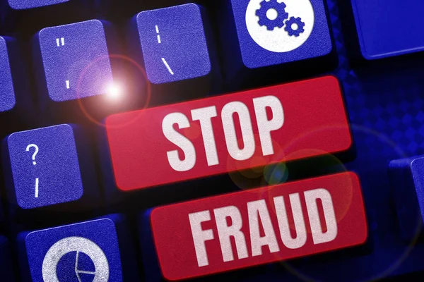 Inspiration Showing Sign Stop Fraud Business Approach Campaign Advices People — Stock Photo, Image