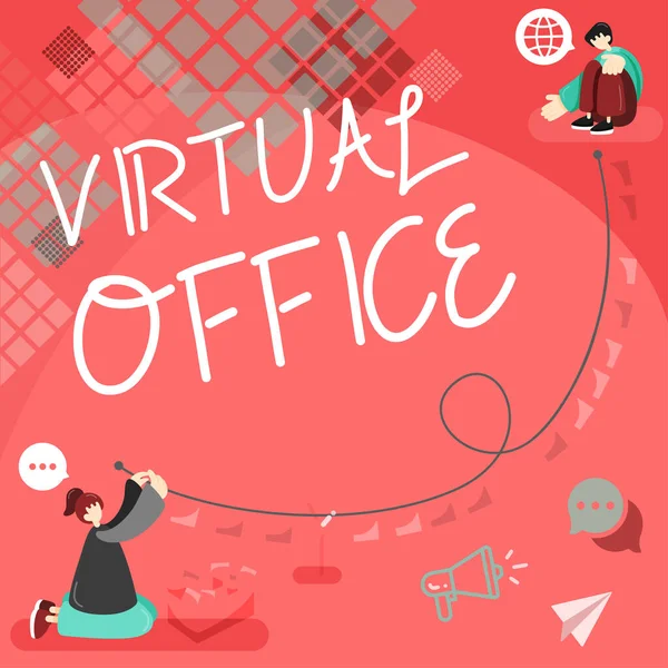 Text Zeigt Inspiration Virtuelles Büro Business Schaufenster Mobile Arbeitsumgebung Mit — Stockfoto