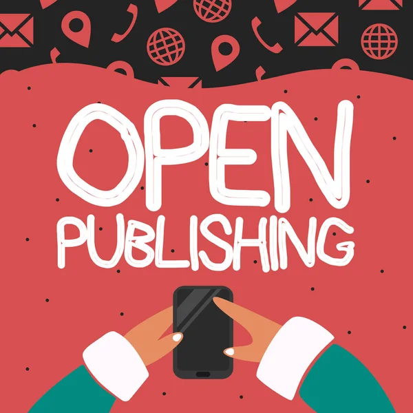 展示开放出版 商业理念的签名 在线访问许多公共领域和绝版书籍 — 图库照片