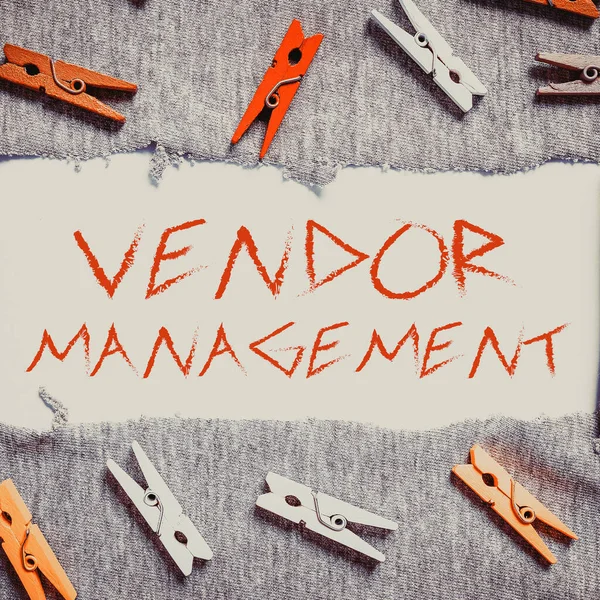 Conceptual Display Vendor Management Business Showcase Activities Included Researching Sourcing — Stock Photo, Image