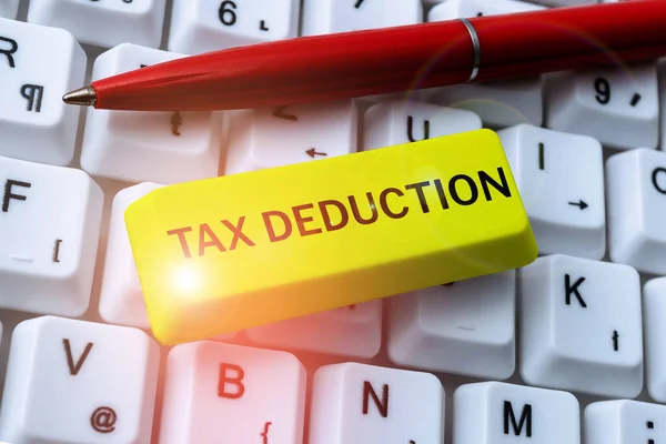 Writing Displaying Text Tax Deduction Business Idea Amount Subtracted Income — Stock Photo, Image
