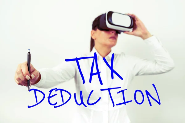 Text Caption Presenting Tax Deduction Concept Meaning Amount Subtracted Income — Stock Photo, Image