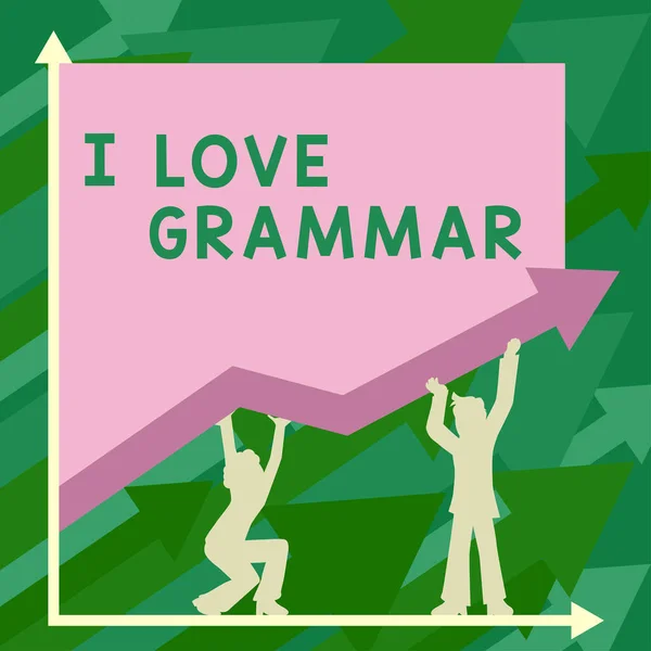 Text Bildtext Som Presenterar Jag Älskar Grammatik Business Overview Act — Stockfoto